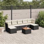 vidaXL 8-delige Loungeset met kussens poly rattan zwart
