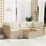 vidaXL 7-delige Loungeset met kussens poly rattan beige