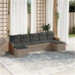 vidaXL 7-delige Loungeset met kussens poly rattan grijs