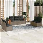 vidaXL 7-delige Loungeset met kussens poly rattan grijs