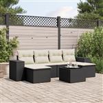 vidaXL 7-delige Loungeset met kussens poly rattan zwart