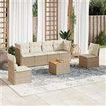 vidaXL 7-delige Loungeset met kussens poly rattan beige