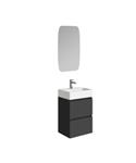 Fonteinkast Wiesbaden Mini 45 cm Mat Zwart Met Wastafel Glans Wit Inclusief Spiegel