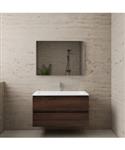 ACTIE BWS Badmeubel | Paris | Sonoma Choco 100 cm | Hoogglans Wit Wastafel | 1 of 2 Kraangaten