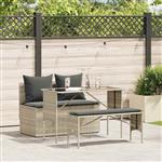 vidaXL 3-delige Tuinset met kussens poly rattan lichtgrijs