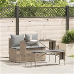 vidaXL 3-delige Tuinset met kussens poly rattan beige