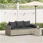 vidaXL Tuinbank 3-zits met kussens poly rattan lichtgrijs