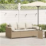vidaXL Tuinbank 3-zits met kussens poly rattan beige