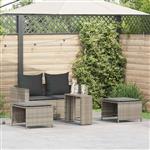 vidaXL 5-delige Tuinbankstel kussens stapelbaar poly rattan lichtgrijs