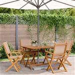 vidaXL 5-delige Tuinset massief hout en stof taupe