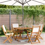vidaXL 5-delige Tuinset massief hout en stof crèmewit