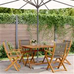 vidaXL 5-delige Tuinset polypropeen en massief hout grijs
