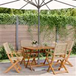 vidaXL 5-delige Tuinset poly rattan en massief hout beige