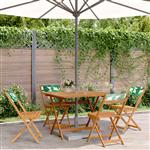 vidaXL 5-delige Tuinset bladpatroon stof en massief hout