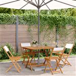 vidaXL 5-delige Tuinset massief hout en stof crèmewit