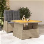 vidaXL 2-delige Tuinset met kussens poly rattan beige