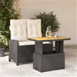 vidaXL 2-delige Tuinset met kussens poly rattan zwart