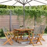 vidaXL 5-delige Tuinset poly rattan en massief hout grijs