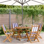 vidaXL 5-delige Tuinset massief hout en stof blauw en wit