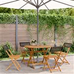 vidaXL 5-delige Tuinset poly rattan en massief hout zwart