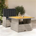 vidaXL 2-delige Tuinset met kussens poly rattan grijs