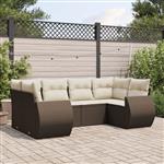 vidaXL 6-delige Loungeset met kussens poly rattan bruin