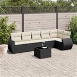 vidaXL 7-delige Loungeset met kussens poly rattan zwart