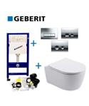 Geberit up100 Toiletset BWS Mudo | Randloos met Zitting | Mat Wit | Delta Drukplaat