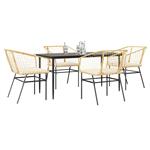 vidaXL 5-delige Tuinset met kussens poly rattan glas bruin