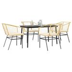 vidaXL 5-delige Tuinset met kussens poly rattan glas bruin