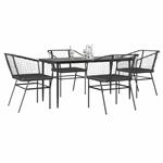 vidaXL 5-delige Tuinset met kussens poly rattan glas zwart