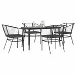 vidaXL 5-delige Tuinset met kussens poly rattan glas zwart