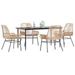 vidaXL 5-delige Tuinset met kussens poly rattan glas bruin