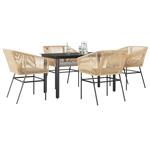 vidaXL 5-delige Tuinset met kussens poly rattan glas bruin