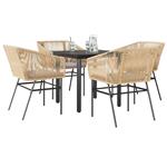 vidaXL 5-delige Tuinset met kussens poly rattan glas bruin