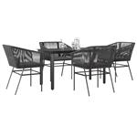 vidaXL 5-delige Tuinset met kussens poly rattan glas zwart