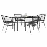 vidaXL 5-delige Tuinset met kussens poly rattan glas zwart