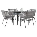vidaXL 5-delige Tuinset met kussens poly rattan glas grijs
