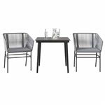 vidaXL 3-delige Tuinset met kussens poly rattan glas grijs