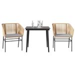 vidaXL 3-delige Tuinset met kussens poly rattan glas bruin