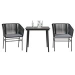 vidaXL 3-delige Tuinset met kussens poly rattan glas zwart