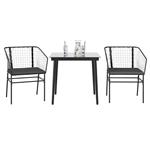 vidaXL 3-delige Tuinset met kussens poly rattan glas zwart