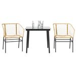 vidaXL 3-delige Tuinset poly rattan glas bruin