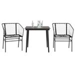 vidaXL 3-delige Tuinset poly rattan glas zwart