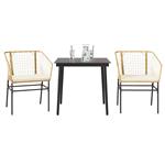 vidaXL 3-delige Tuinset met kussens poly rattan glas bruin
