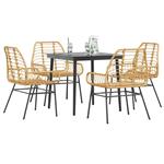 vidaXL 5-delige Tuinset poly rattan glas bruin