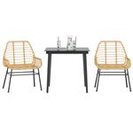vidaXL 3-delige Tuinset poly rattan glas bruin