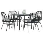 vidaXL 5-delige Tuinset poly rattan glas zwart