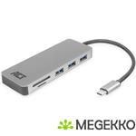 ACT USB-C Hub met USB-A, Kaartlezer, USB-C female met PD Pass-Through poort 55W