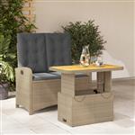 vidaXL 2-delige Tuinset met kussens poly rattan beige